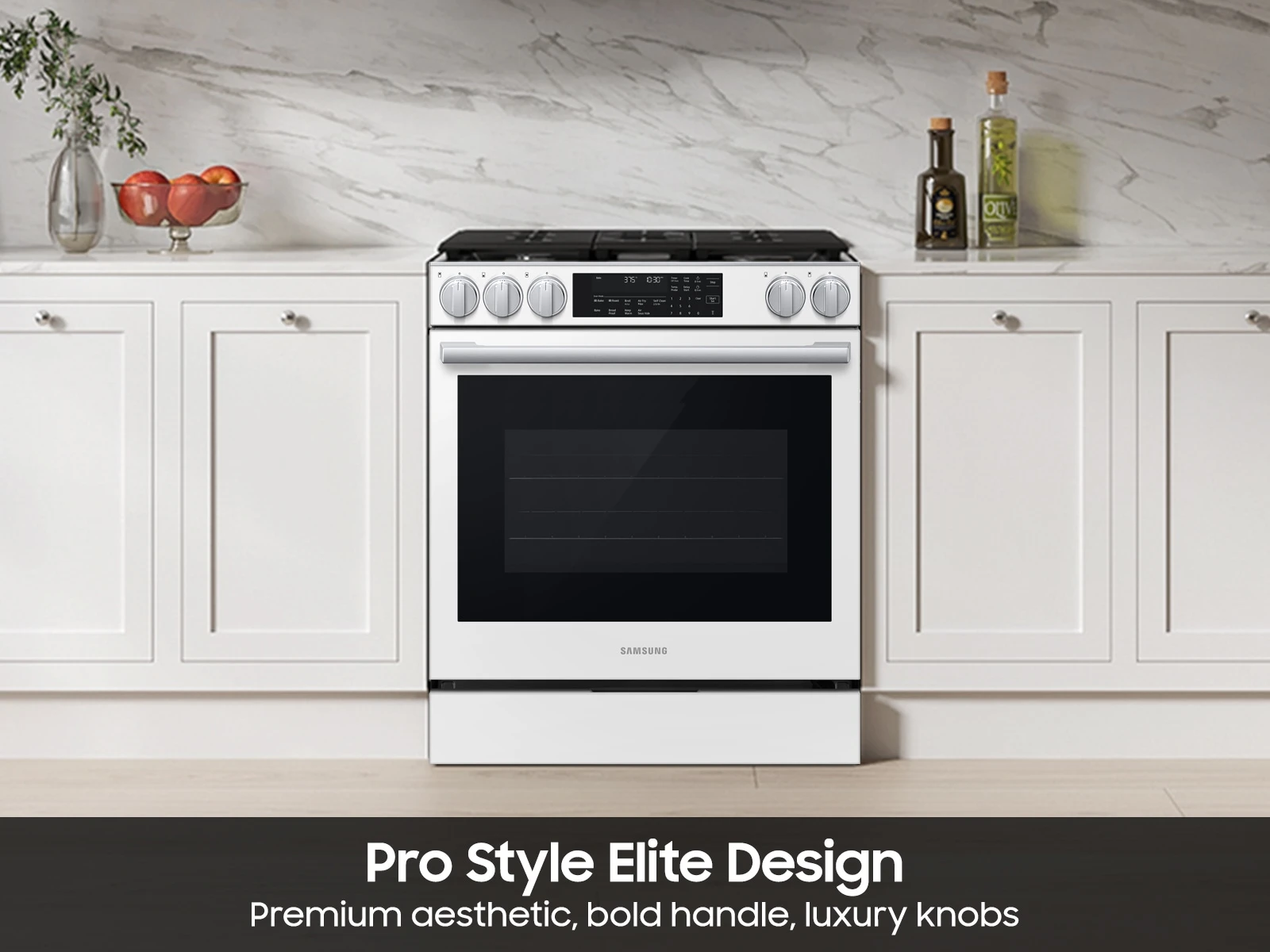 Bespoke Smart Slide-in Gas Range Pro Style Elite Design | Illuminated Knobs | Air Fry Max NSG90H60SWAA