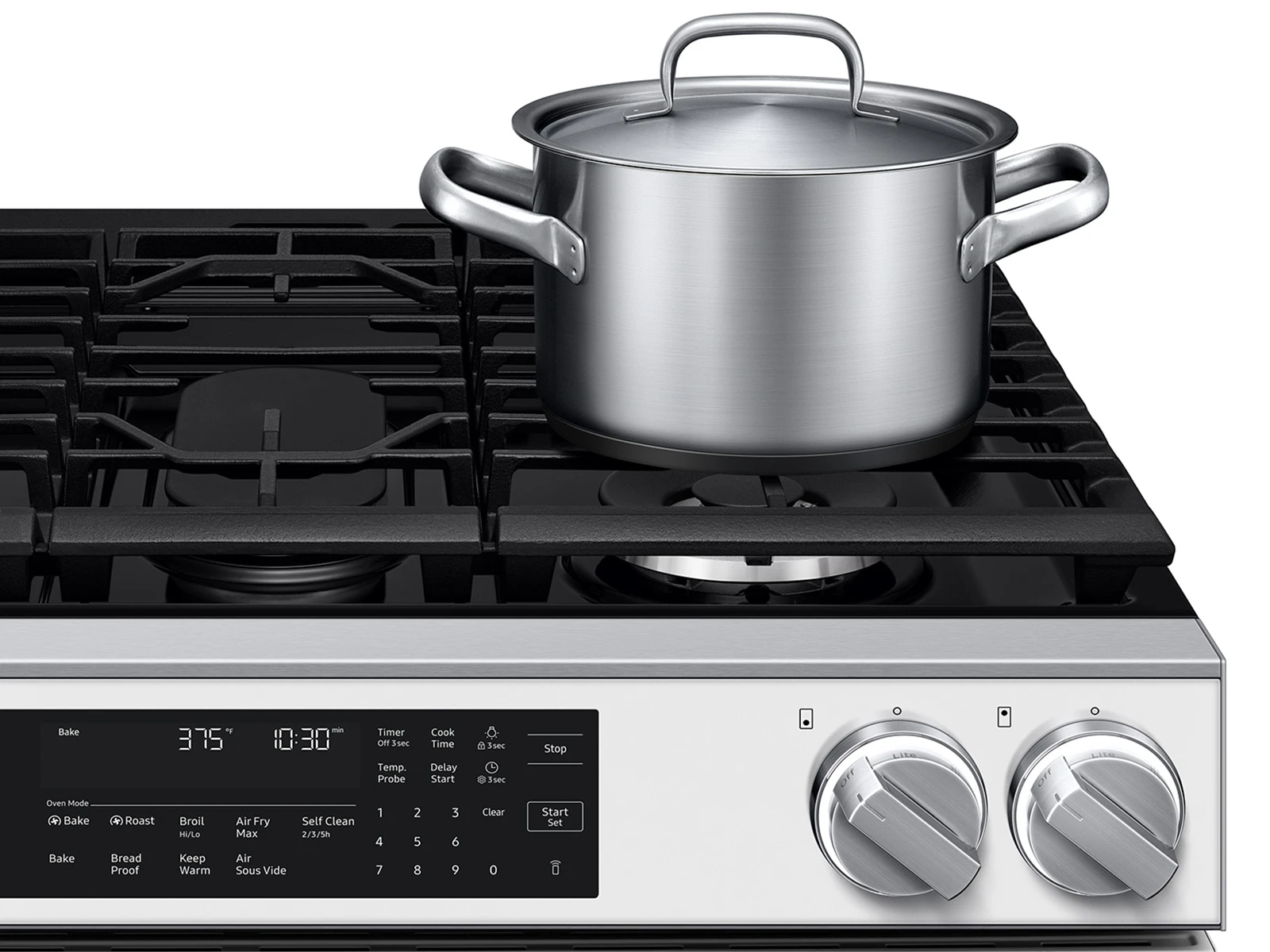 Bespoke Smart Slide-in Gas Range Pro Style Elite Design | Illuminated Knobs | Air Fry Max NSG90H60SWAA