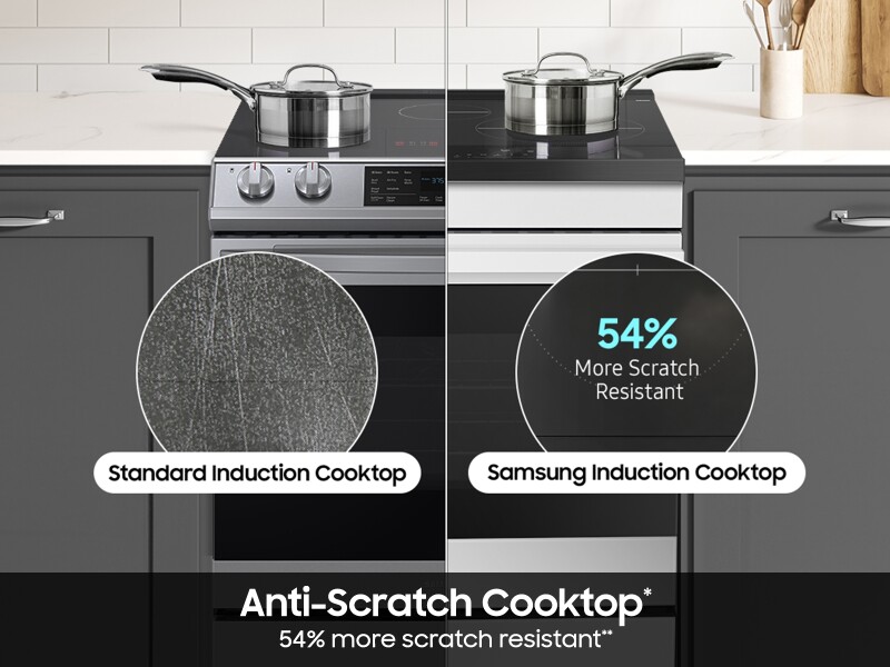 Bespoke Slide-in Induction Range Anti-Scratch Glass Cooktop | Wi-Fi | 6.3 cu.ft. NSI6DB930012AA