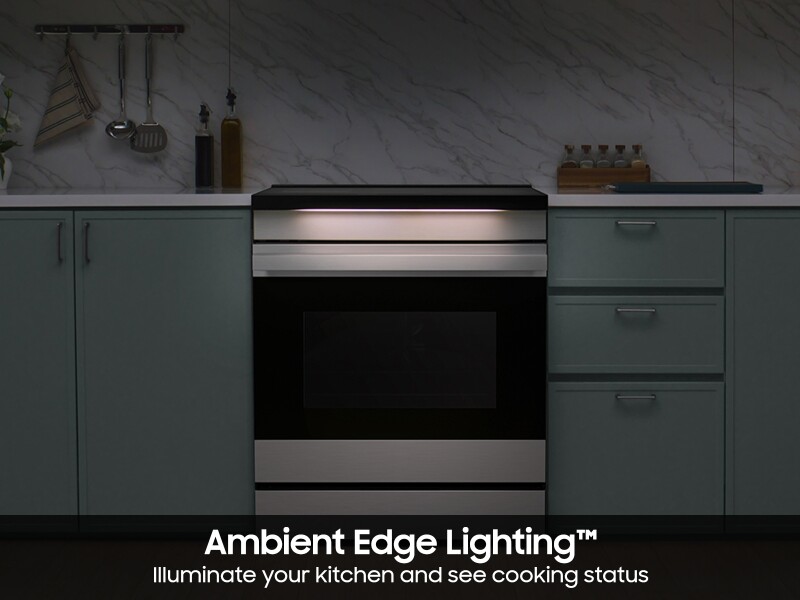 Bespoke 6.3 cu. ft. Smart Slide-In Induction Range with Ambient Edge Lighting™ & Air Sous Vide in White Glass NSI6DB950012AA
