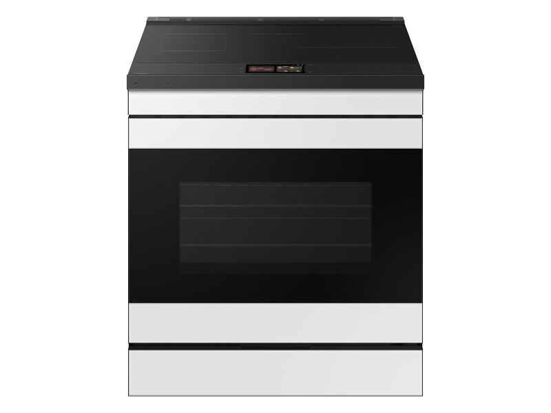 Bespoke 6.3 cu. ft. Smart Slide-In Induction Range with AI Home & Smart Oven Camera in White Glass NSI6DB990012AA