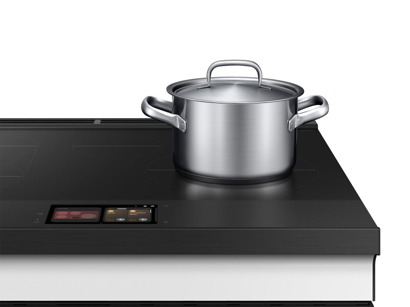Bespoke 6.3 cu. ft. Smart Slide-In Induction Range with AI Home & Smart Oven Camera in White Glass NSI6DB990012AA