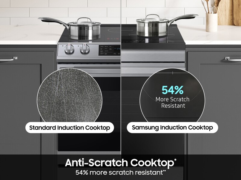 Bespoke Slide-in Induction Range Anti-Scratch Glass Cooktop | Wi-Fi | 6.3 cu.ft. NSI6DG9300SRAA