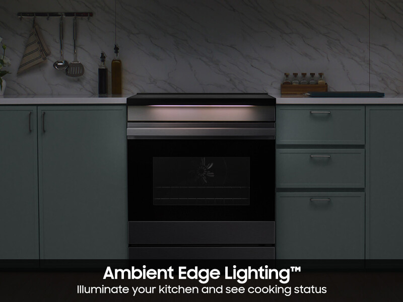 Bespoke 6.3 cu. ft. Smart Slide-In Induction Range with Ambient Edge Lighting™ & Air Sous Vide in Matte Black Steel NSI6DG9500MTAA