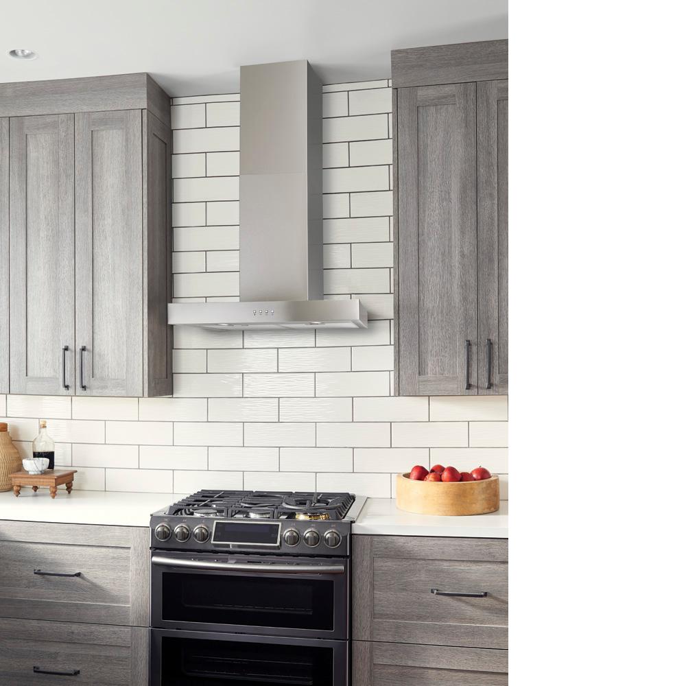 NuTone 30-In. Convertible Wall Mount T-Style Chimney Range Hood with LED Light in Stainless Steel NW330SS