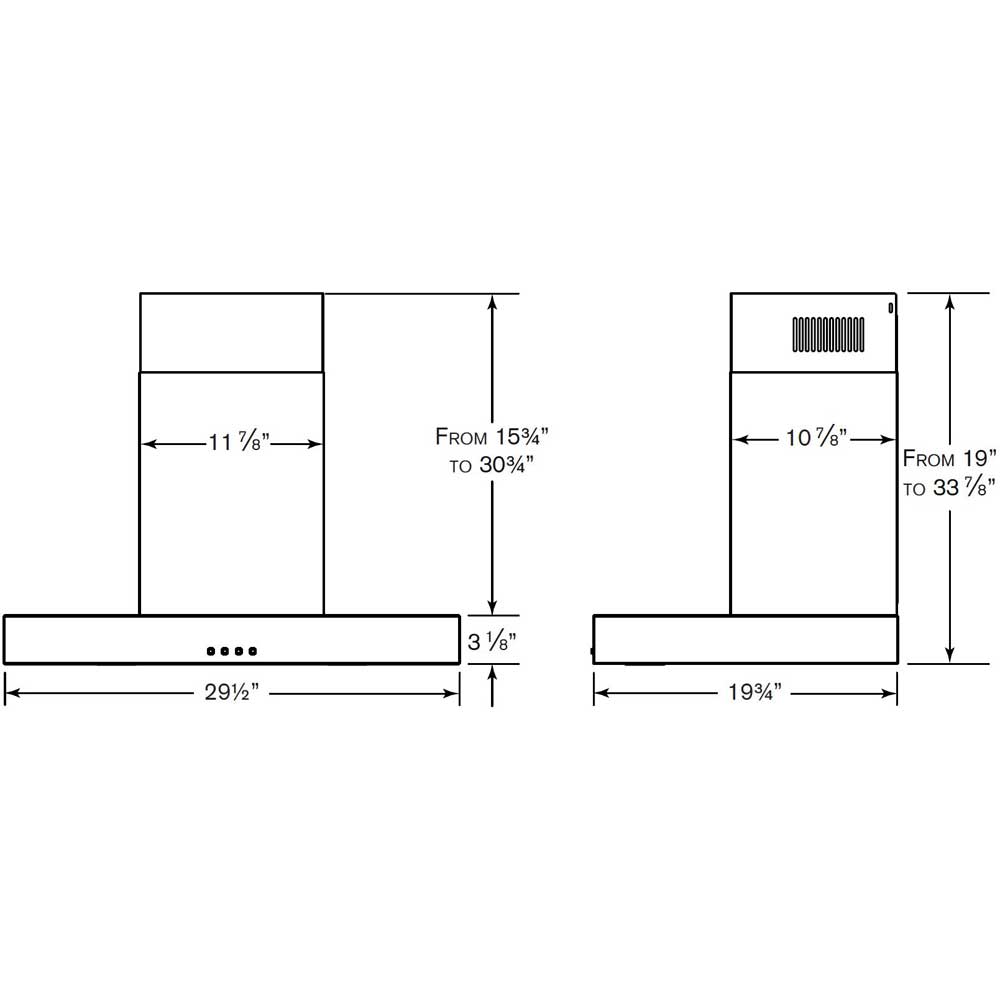 NuTone 30-In. Convertible Wall Mount T-Style Chimney Range Hood with LED Light in Stainless Steel NW330SS