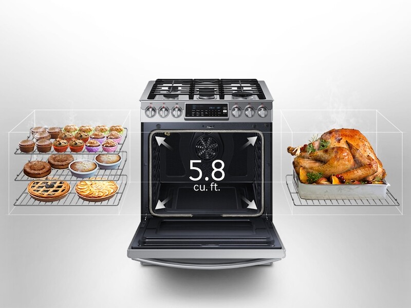 5.8 cu. ft. Slide-In Gas Range with True Convection NX58H9500WSAA