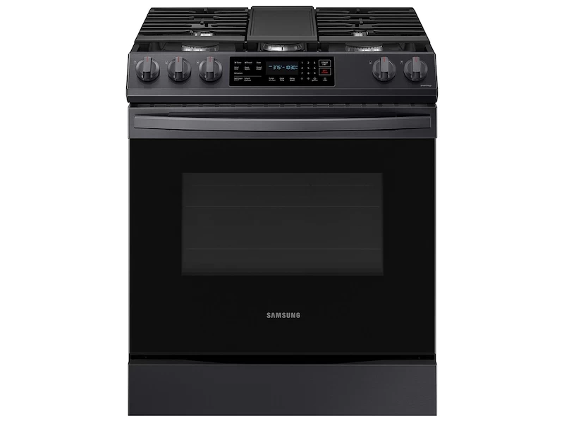 Samsung 6.0 cu. ft. Smart Slide-in Gas Range with Convection Fingerprint Resistant Black Stainless Steel NX60T8311SGAA Picture 1