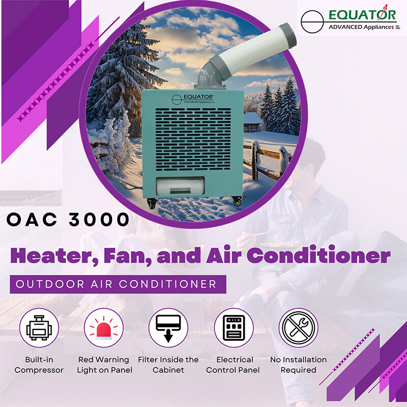 3-in-1 AC Heat Air 9000BTU Outdoor Air Conditioner IP24 Casters 110V OAC3000, product image 3 of 10