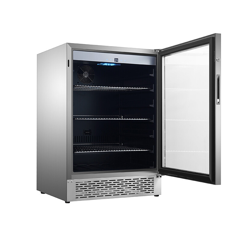 4.6cf Outdoor/Indoor Refrigerator IPX4 SS Builtin/FS 110 cans 6 Bottles OR460