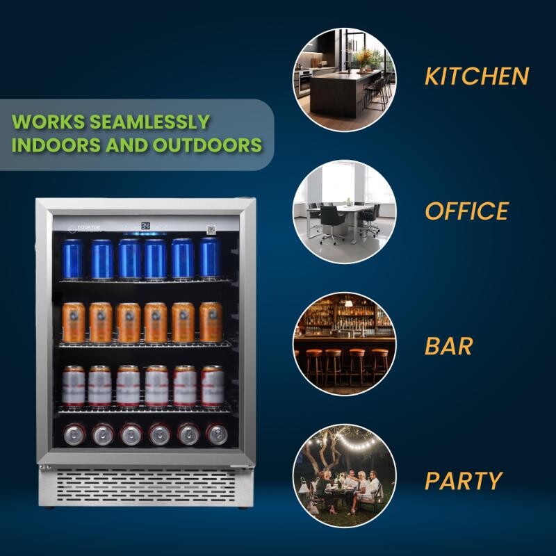 4.6cf Outdoor/Indoor Refrigerator IPX4 SS Builtin/FS 110 cans 6 Bottles OR460