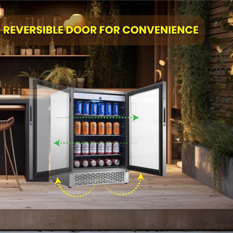 4.6cf Outdoor/Indoor Refrigerator IPX4 SS Builtin/FS 110 cans 6 Bottles OR460