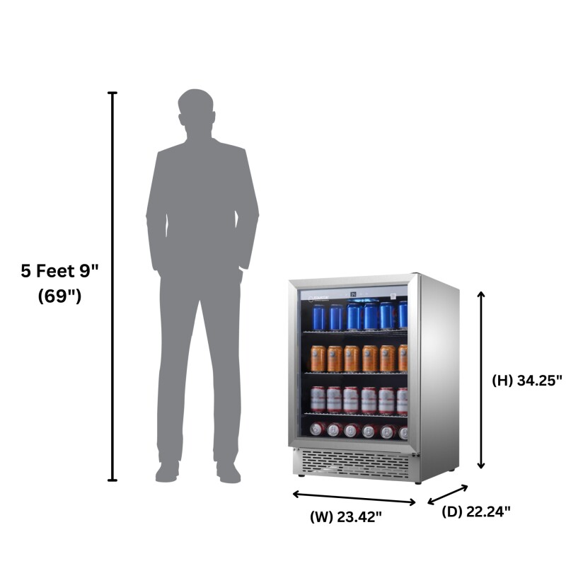4.6cf Outdoor/Indoor Refrigerator IPX4 SS Builtin/FS 110 cans 6 Bottles OR460