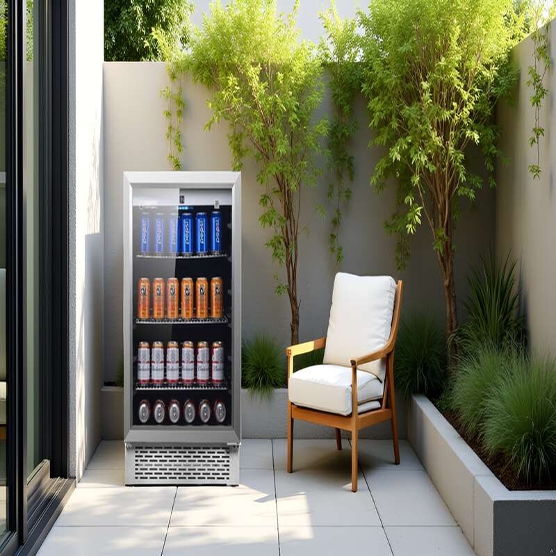 4.6cf Outdoor/Indoor Refrigerator IPX4 SS Builtin/FS 110 cans 6 Bottles OR460
