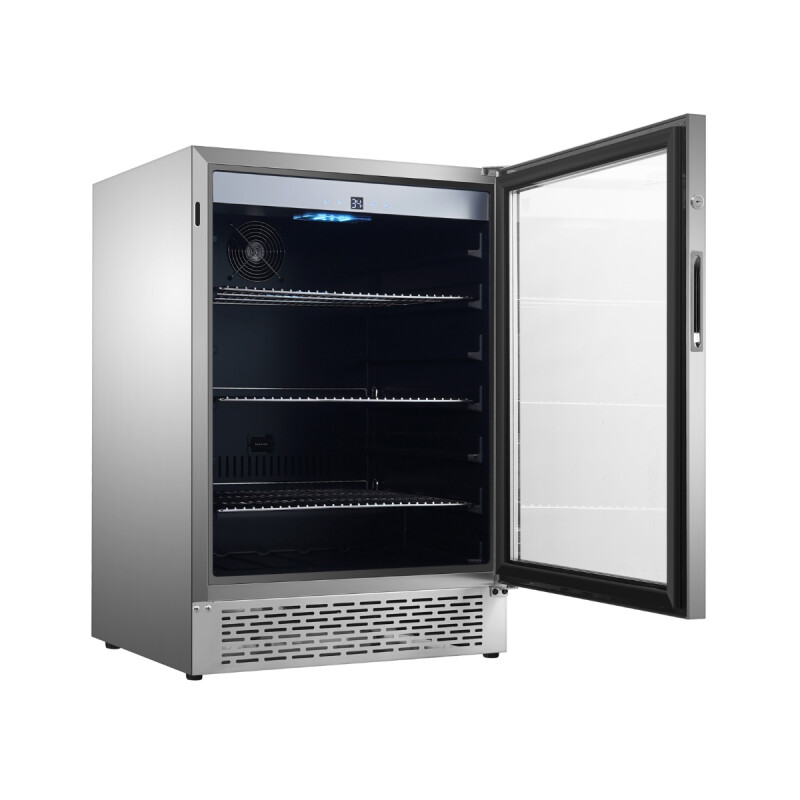 4.6cf Outdoor/Indoor Refrigerator IPX4 SS Builtin/FS 110 cans 6 Bottles OR460