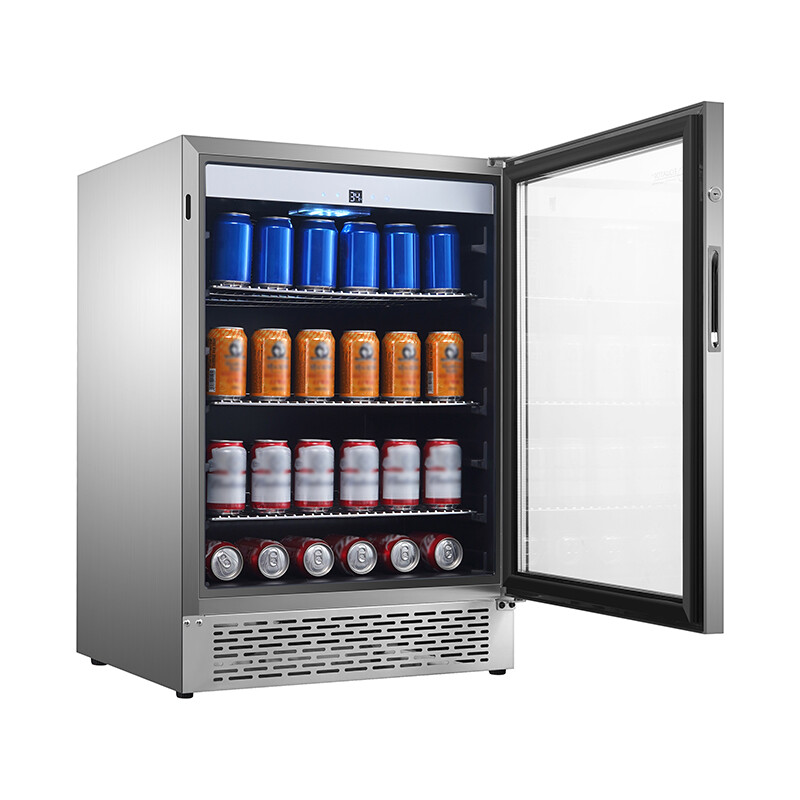 4.6cf Outdoor/Indoor Refrigerator IPX4 SS Builtin/FS 110 cans 6 Bottles OR460