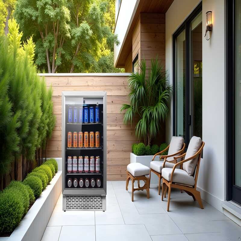4.6cf Outdoor/Indoor Refrigerator IPX4 SS Builtin/FS 110 cans 6 Bottles OR460