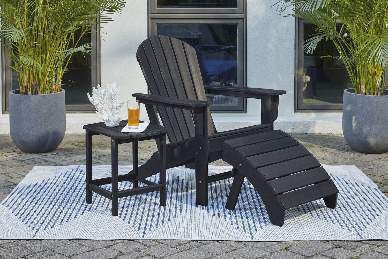 Sundown Treasure Black Adirondack Chair P008898