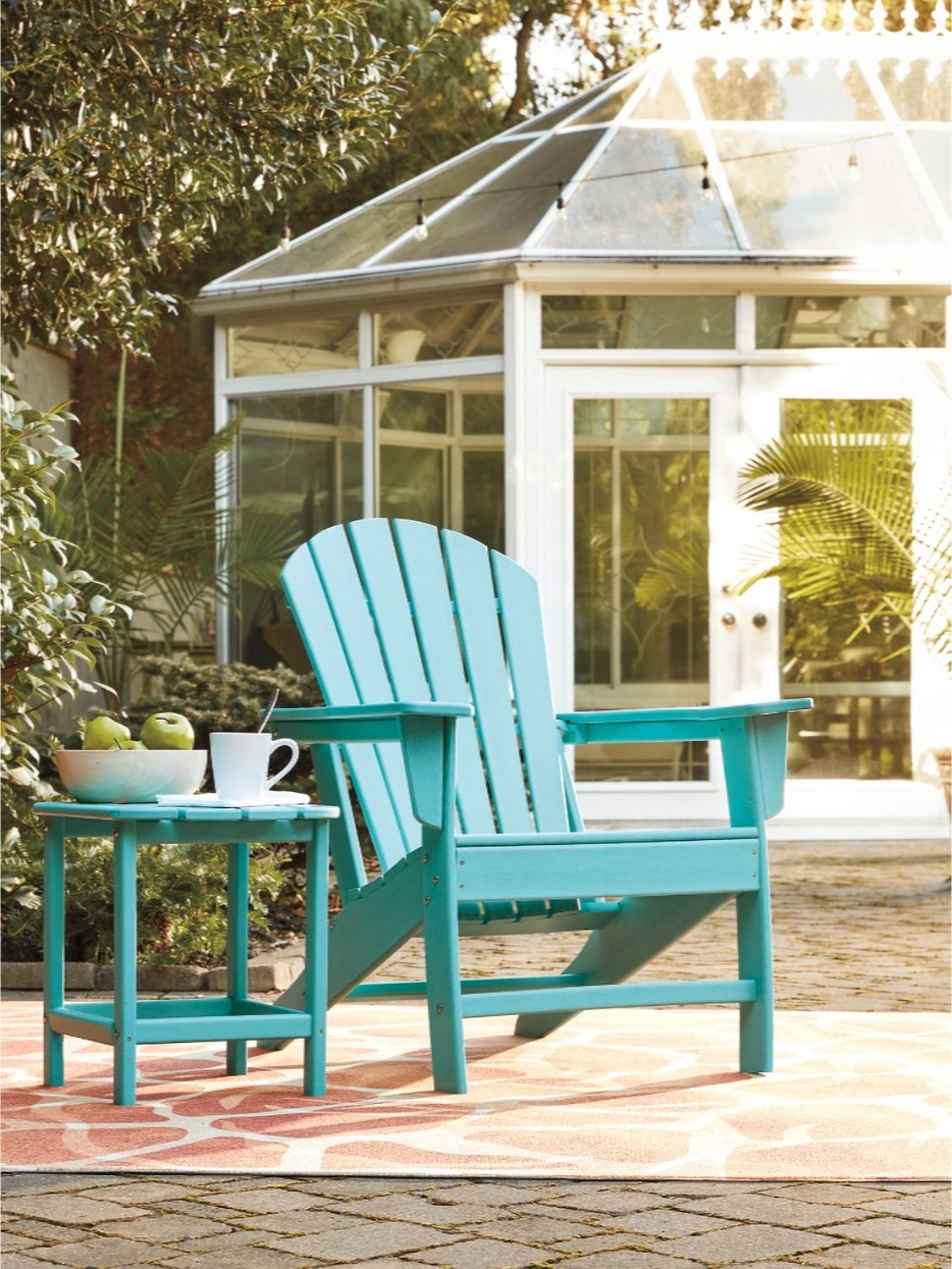 Sundown Treasure Turquoise Adirondack Chair with End Table P012P1
