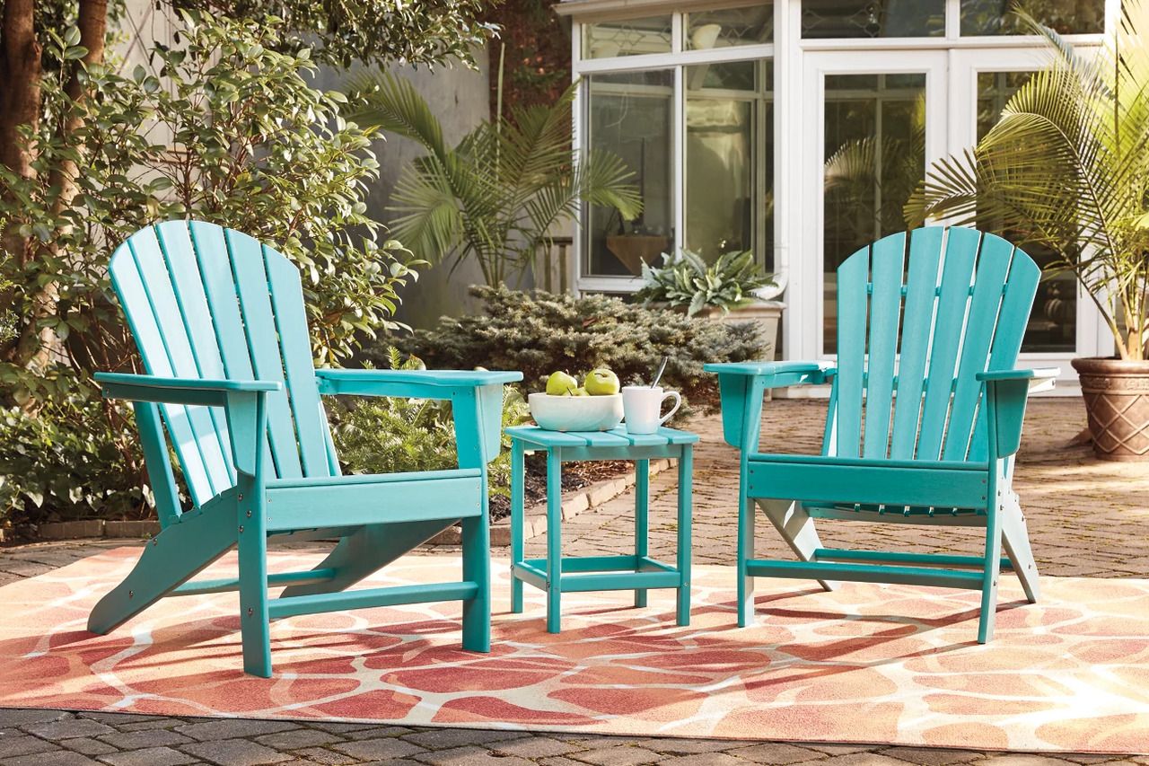 Sundown Treasure Turquoise Adirondack Chair with End Table P012P1
