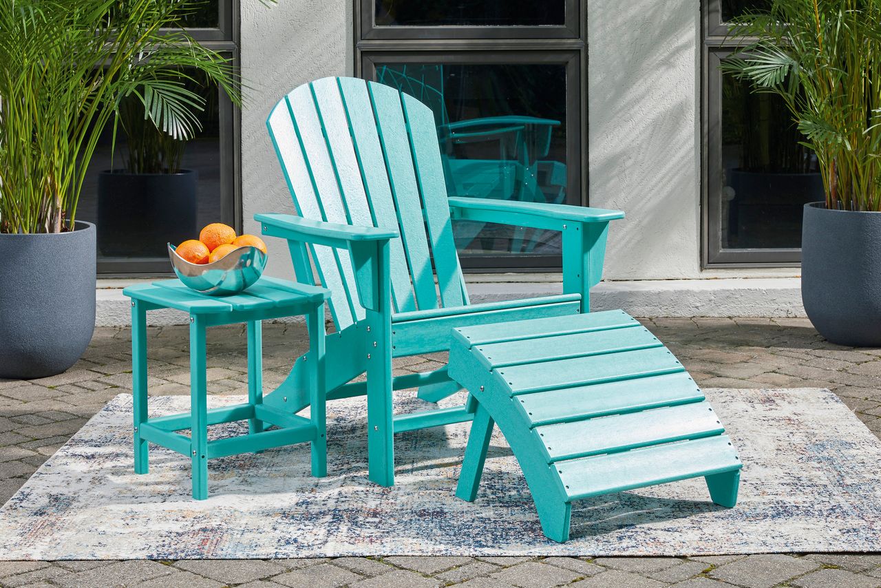 Sundown Treasure Turquoise Adirondack Chair with End Table P012P1