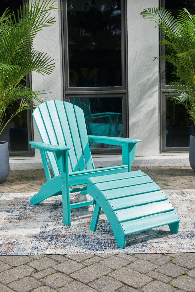 Sundown Treasure Turquoise Adirondack Chair with End Table P012P1