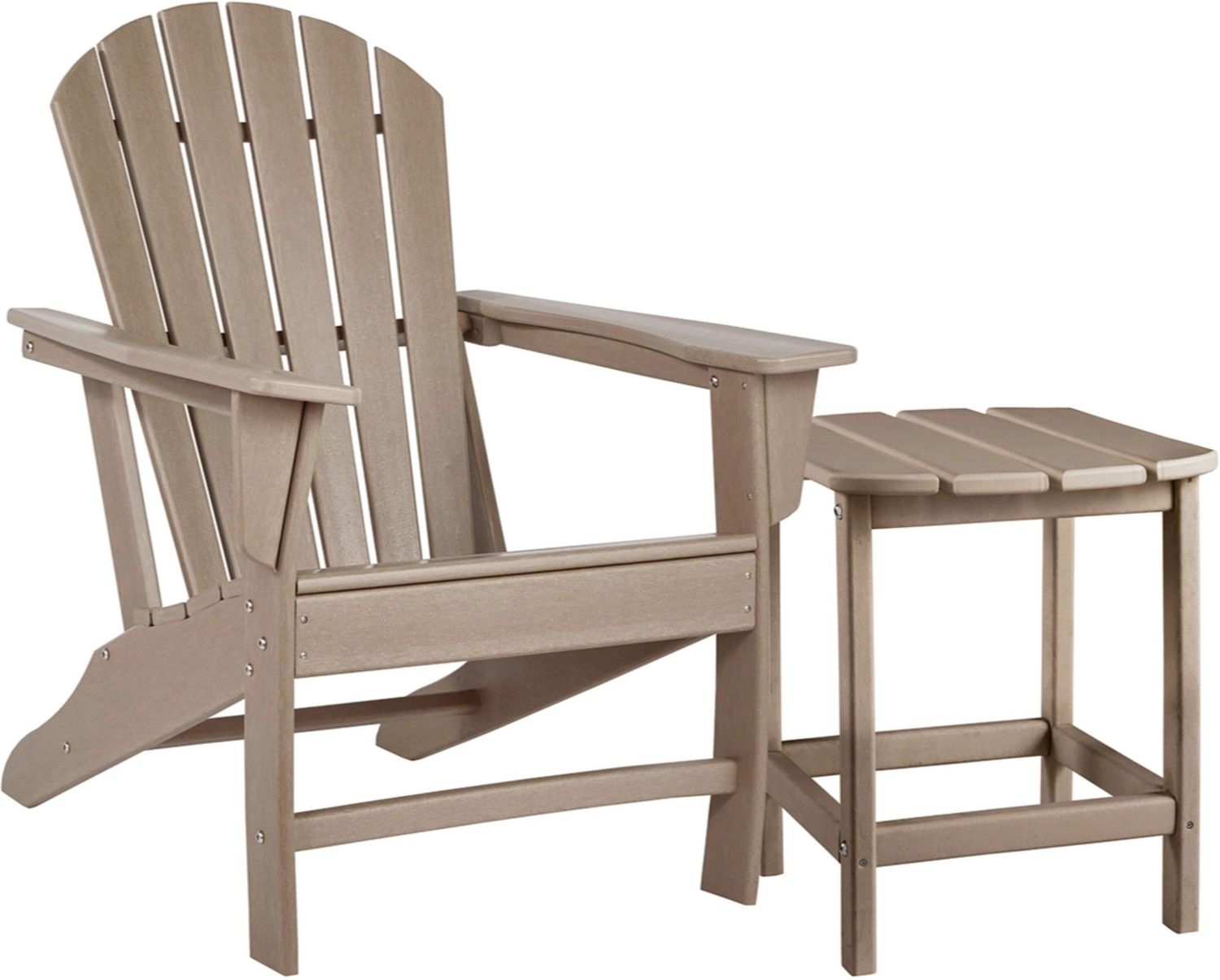 Sundown Treasure Grayish Brown Adirondack Chair with End Table P014P1