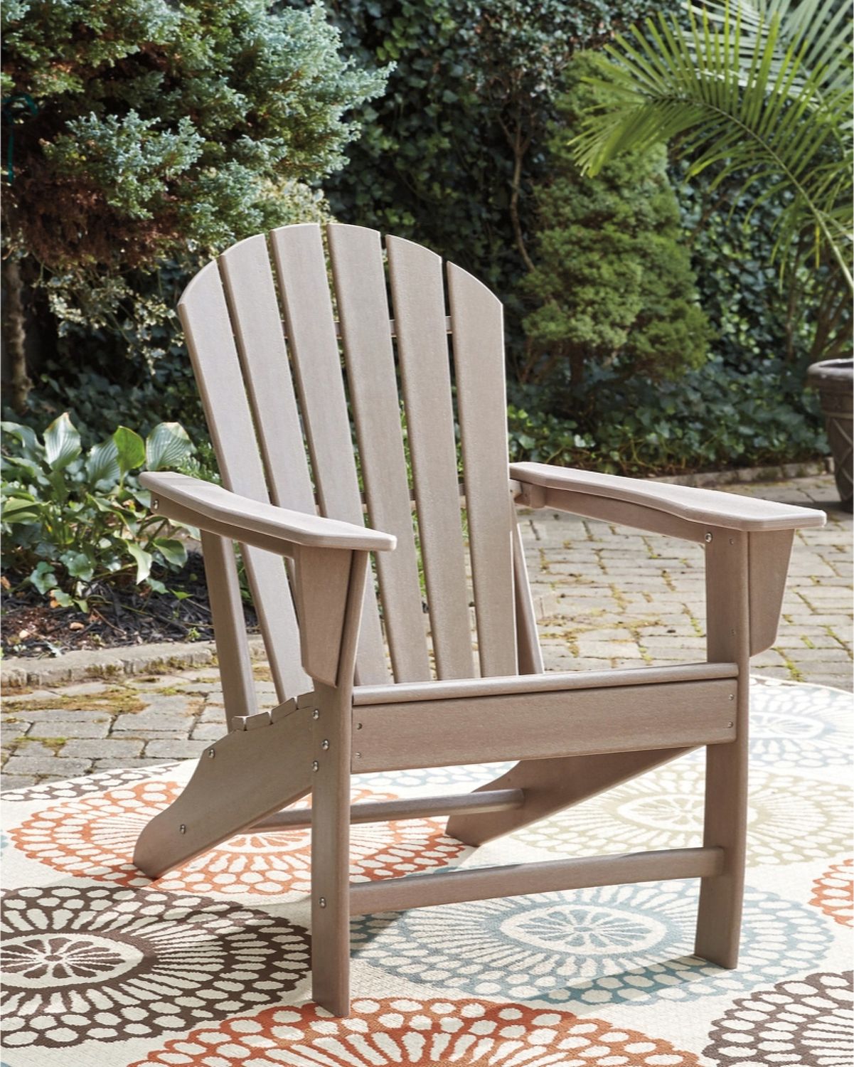 Sundown Treasure Grayish Brown Adirondack Chair with End Table P014P1