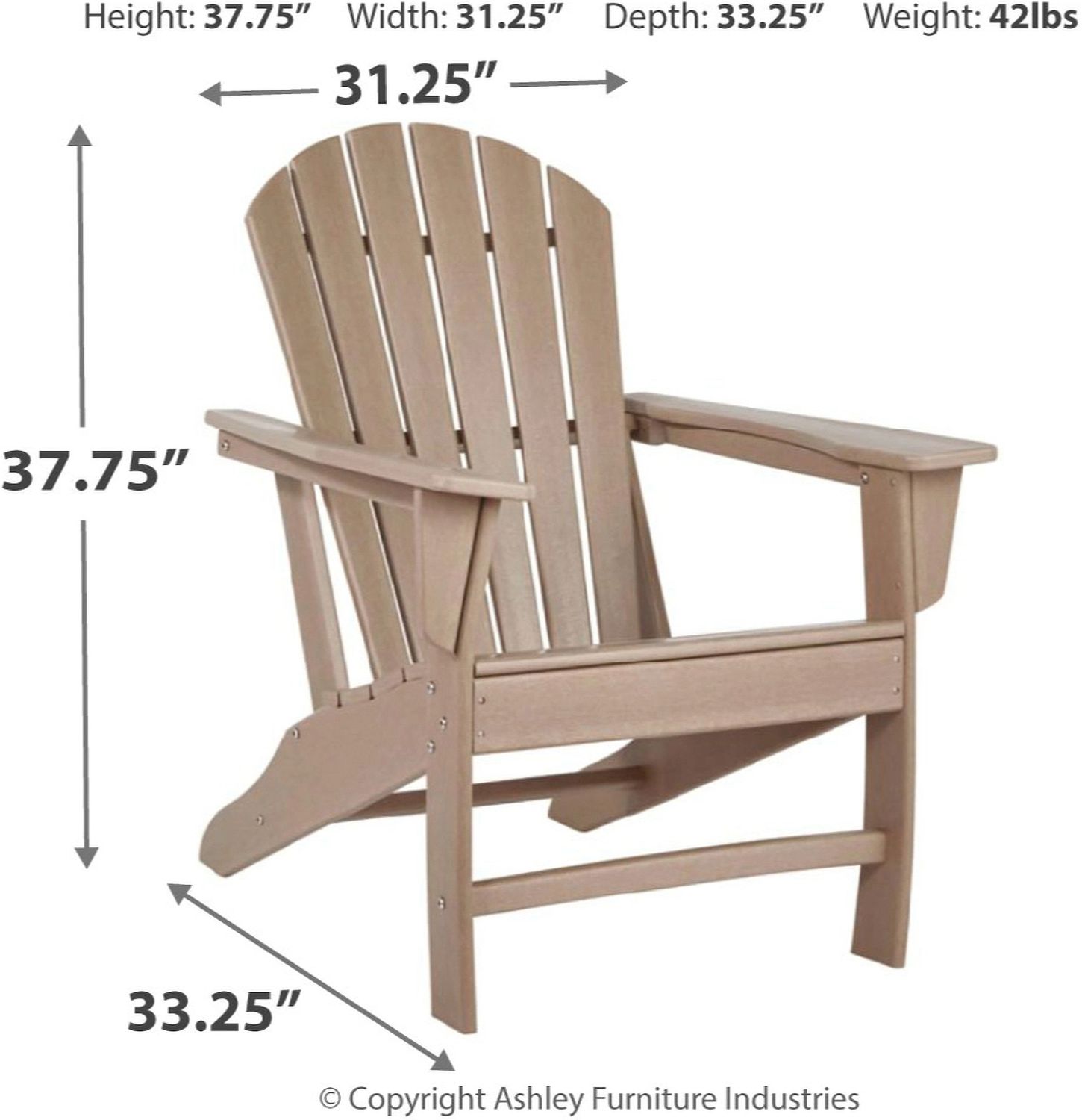 Sundown Treasure Grayish Brown Adirondack Chair with End Table P014P1