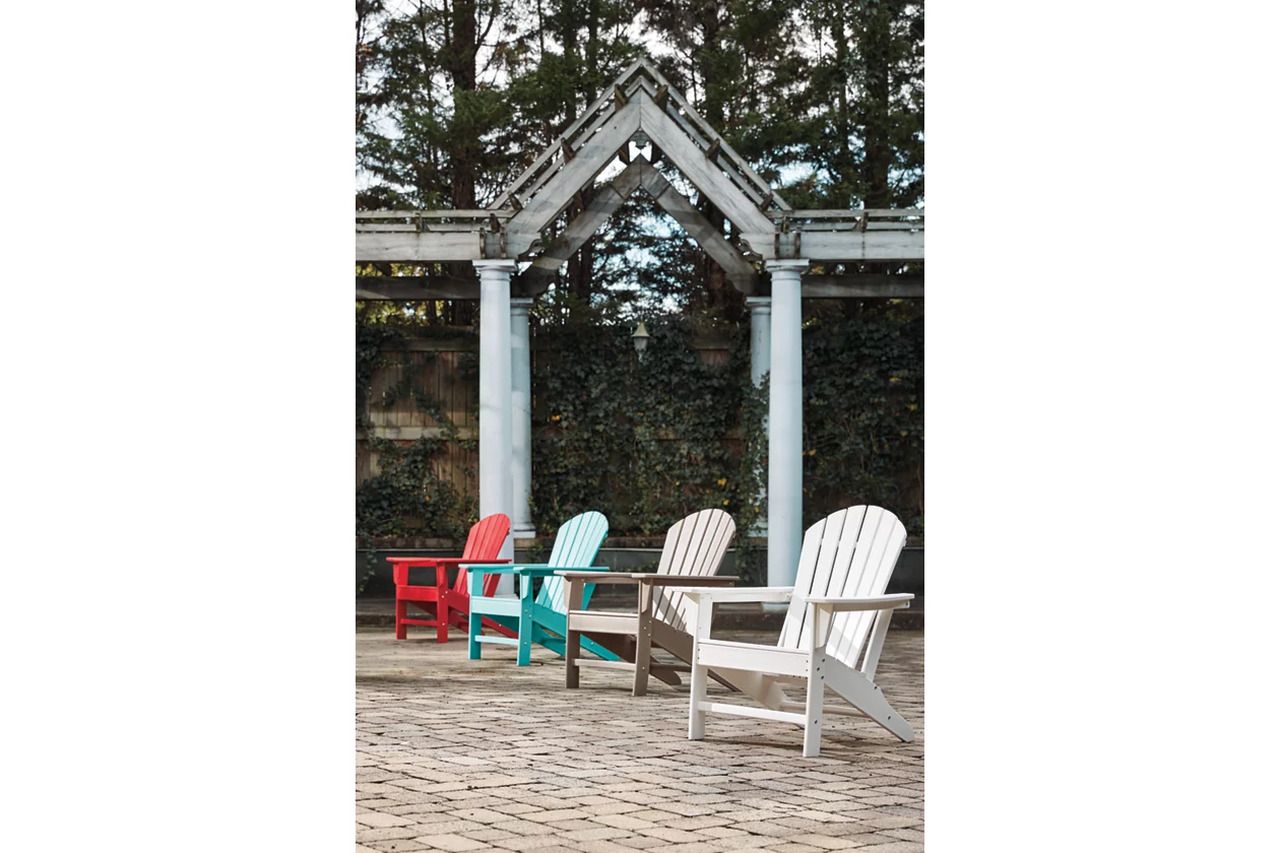 Sundown Treasure Grayish Brown Adirondack Chair with End Table P014P1
