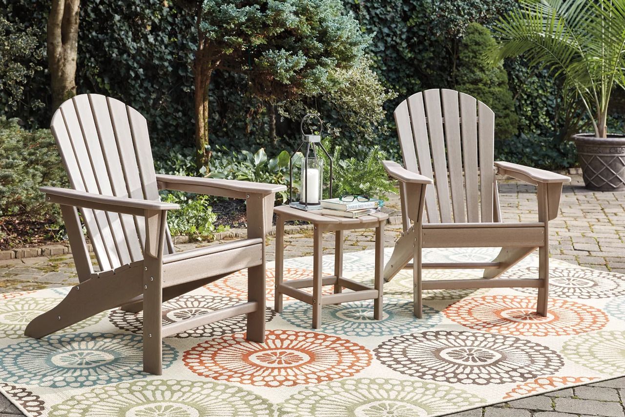 Sundown Treasure Grayish Brown Adirondack Chair with End Table P014P1