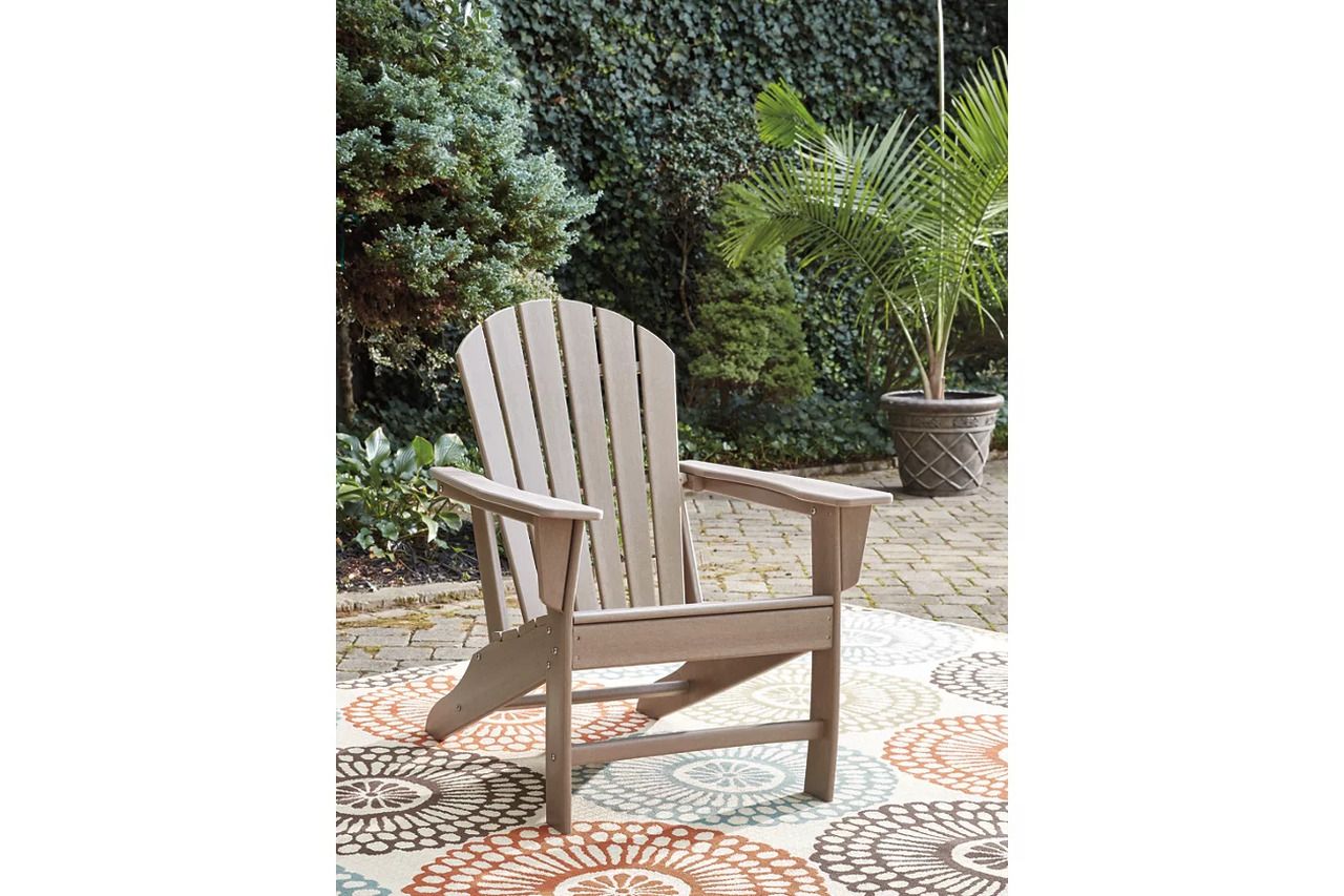 Sundown Treasure Grayish Brown Adirondack Chair with End Table P014P1