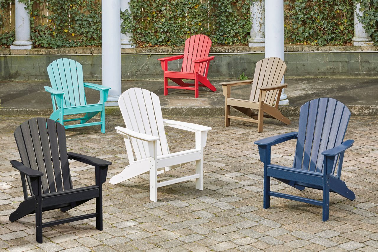 Sundown Treasure Grayish Brown Adirondack Chair with End Table P014P1