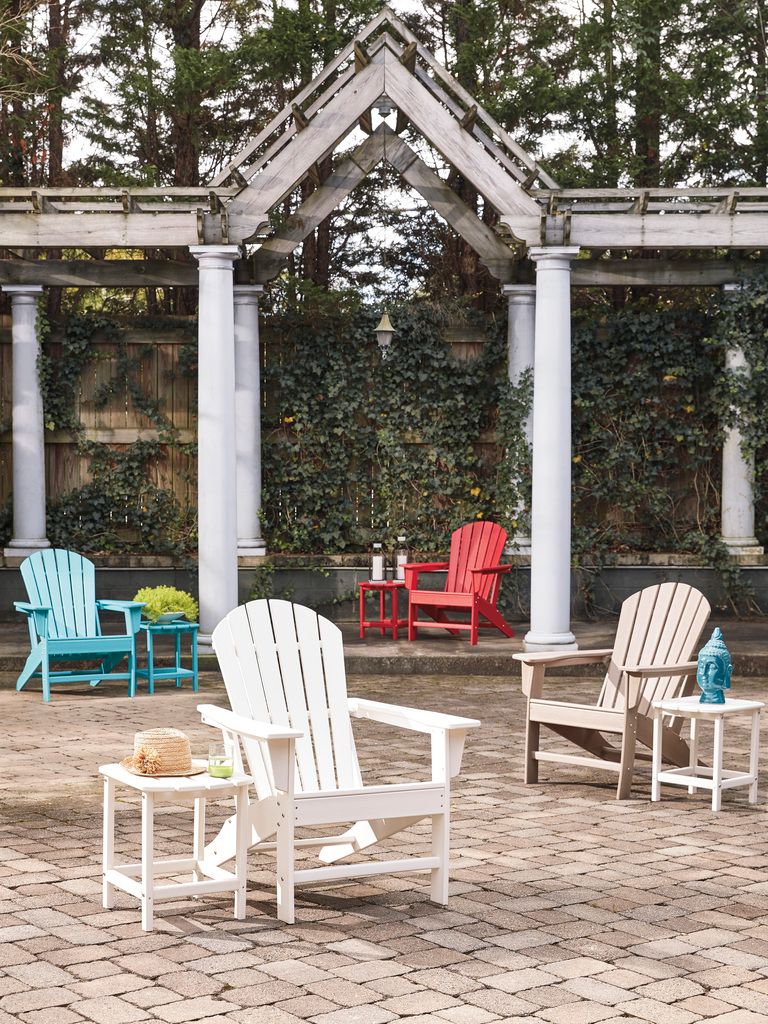 Sundown Treasure Grayish Brown Adirondack Chair with End Table P014P1