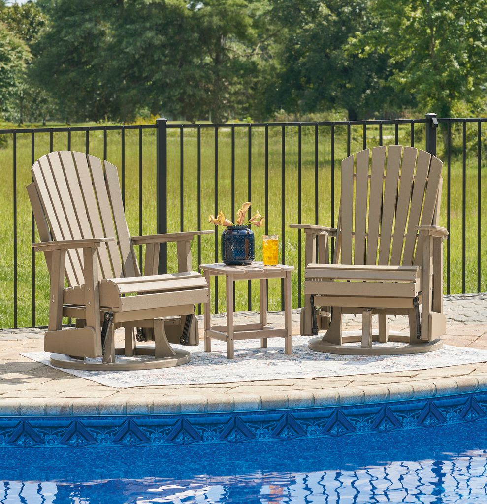 Sundown Treasure Grayish Brown Adirondack Chair with End Table P014P1