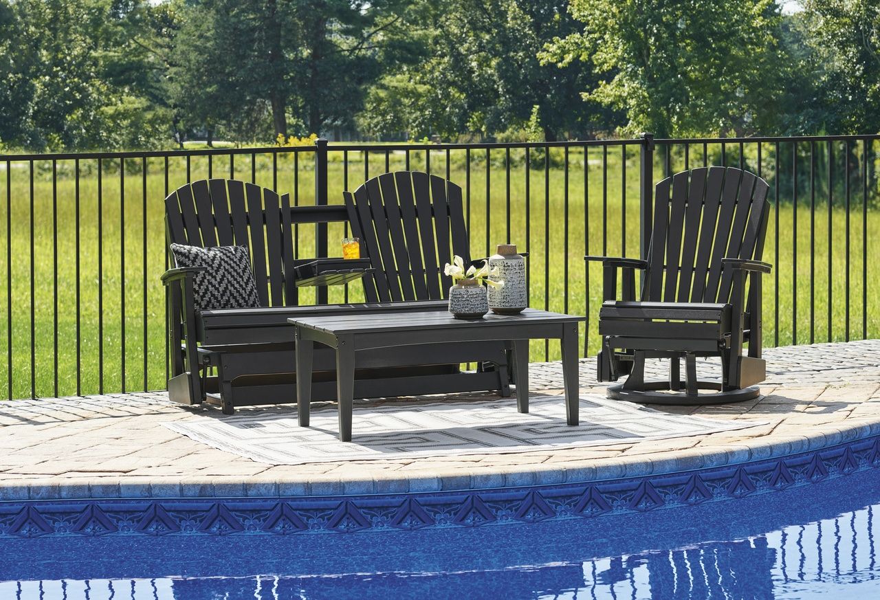 Hyland wave Outdoor Coffee Table In Black P108701