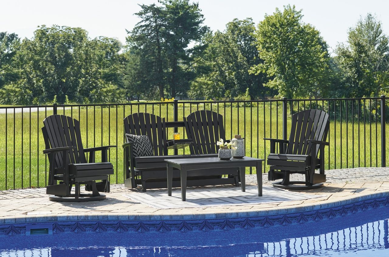 Hyland wave Outdoor Swivel Glider Chair In Black P108820