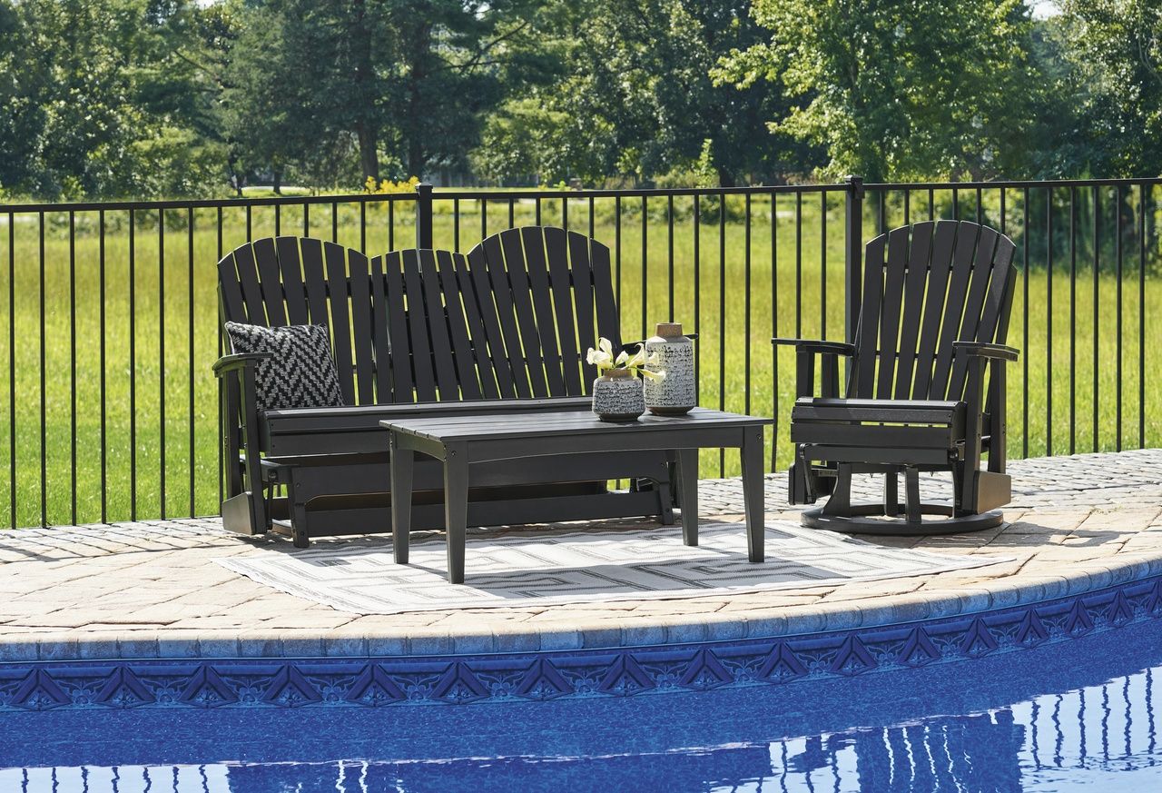 Hyland wave Outdoor Swivel Glider Chair In Black P108820