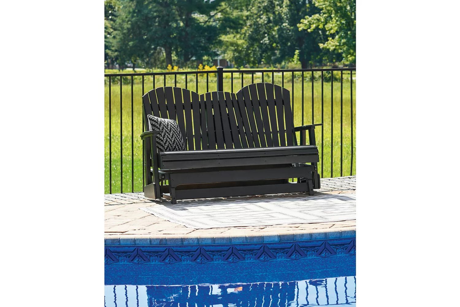 Hyland Wave Outdoor Glider Loveseat In Black P108835