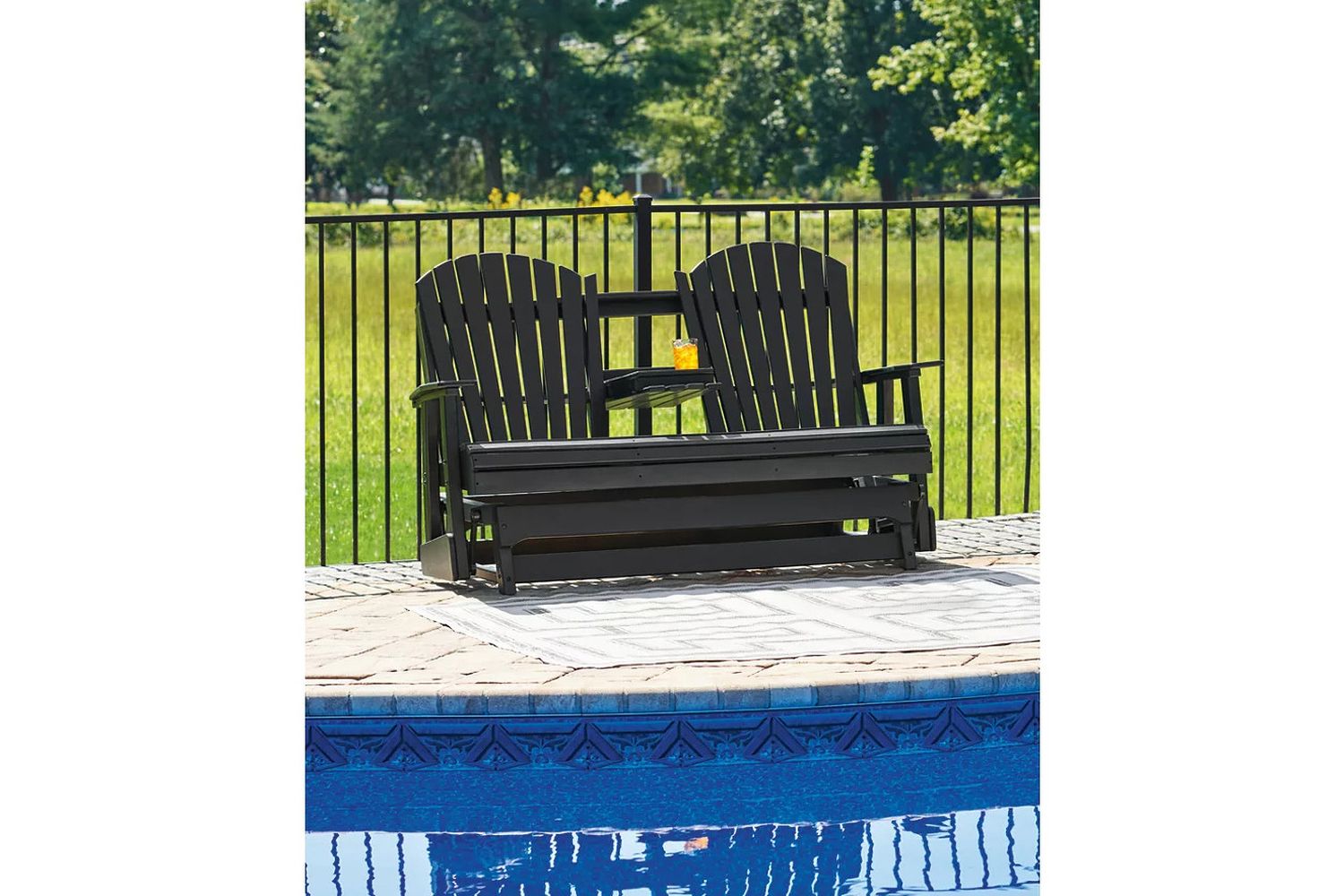 Hyland Wave Outdoor Glider Loveseat In Black P108835