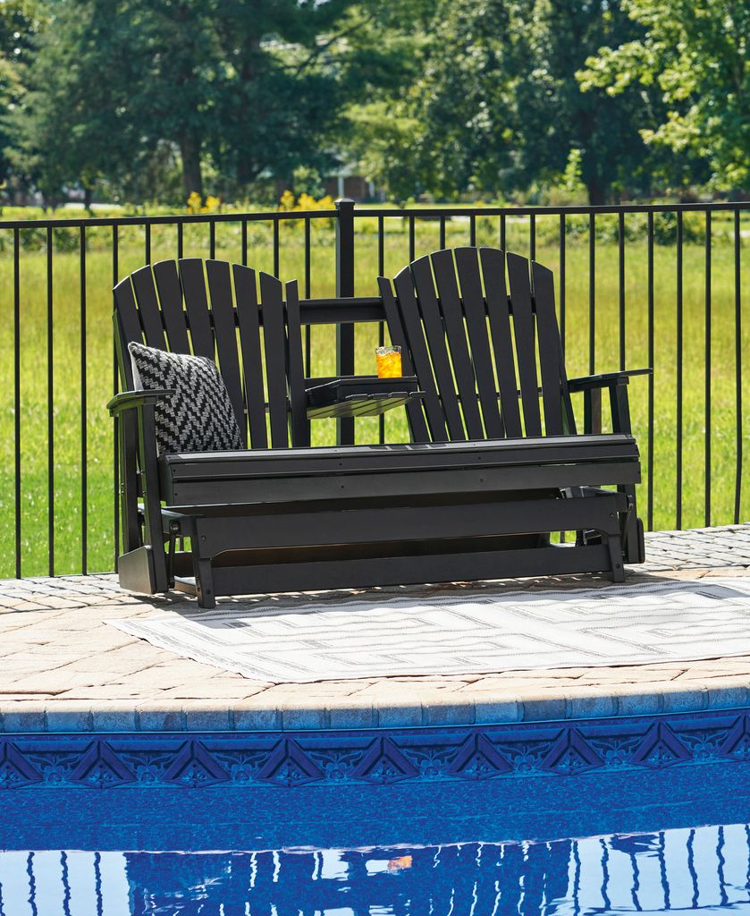 Hyland Wave Outdoor Glider Loveseat In Black P108835