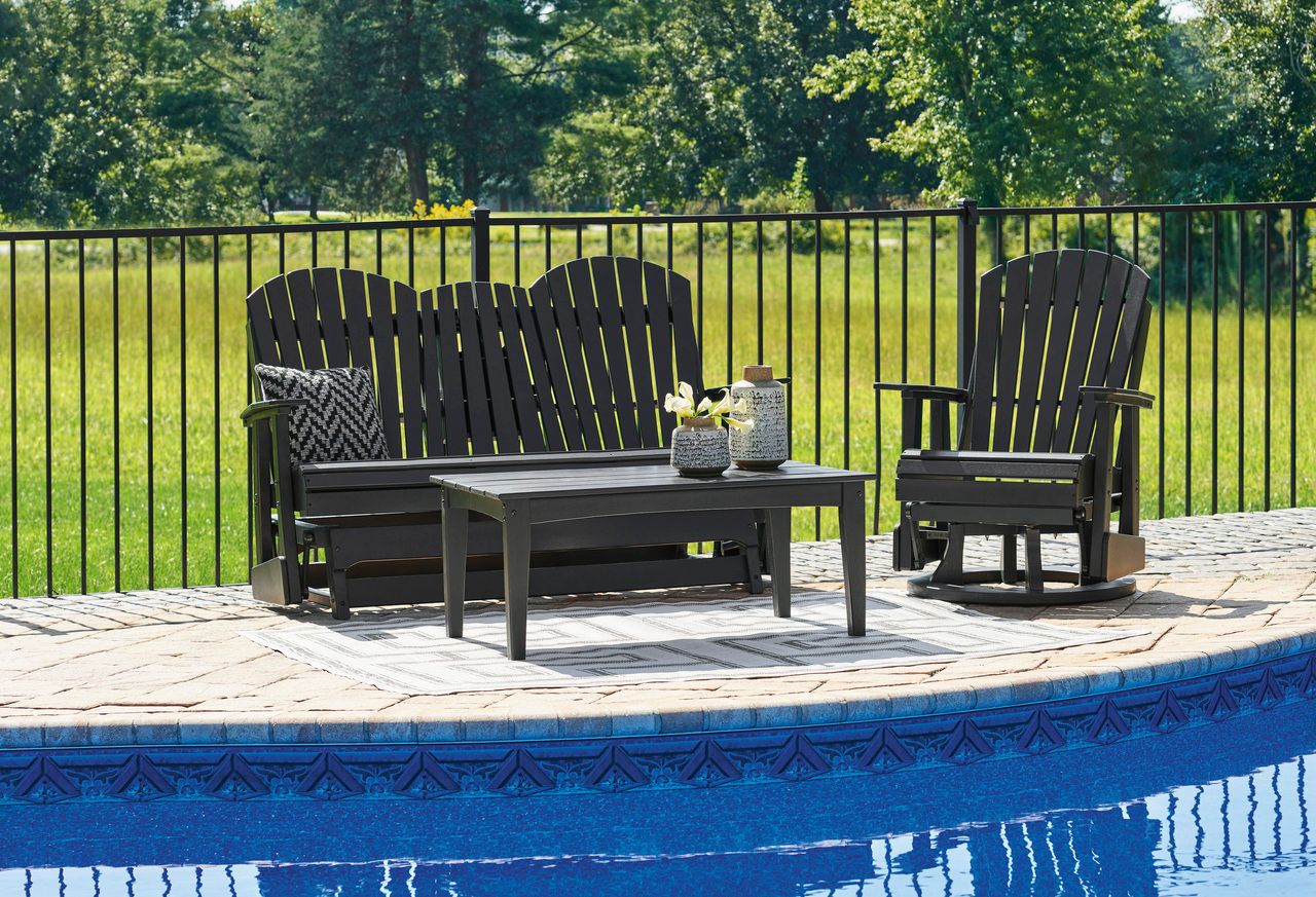 Hyland Wave Outdoor Glider Loveseat In Black P108835