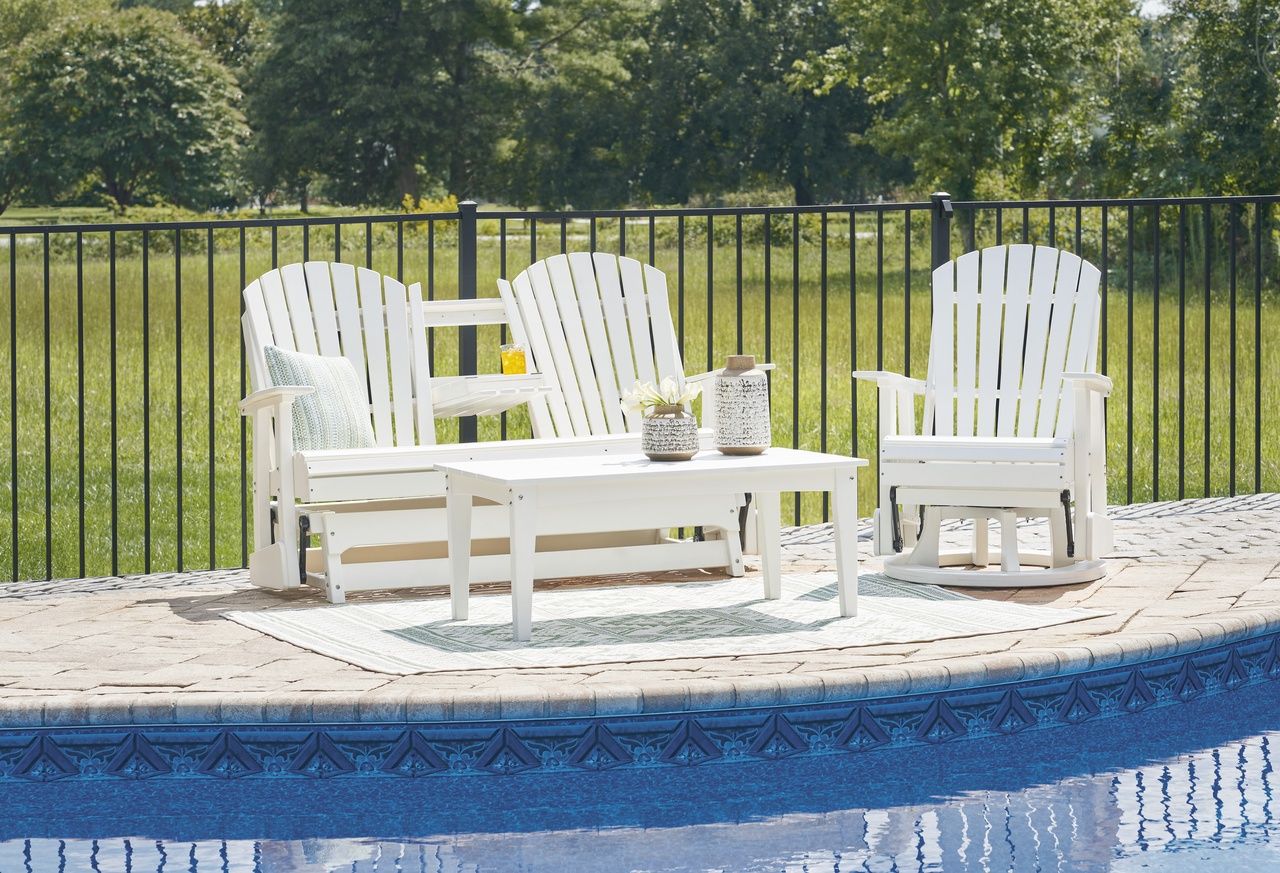 Hyland wave Outdoor Coffee Table In White P111701