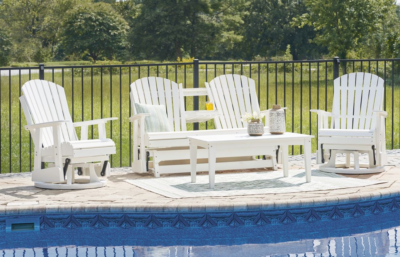 Hyland wave Outdoor Swivel Glider Chair In White P111820