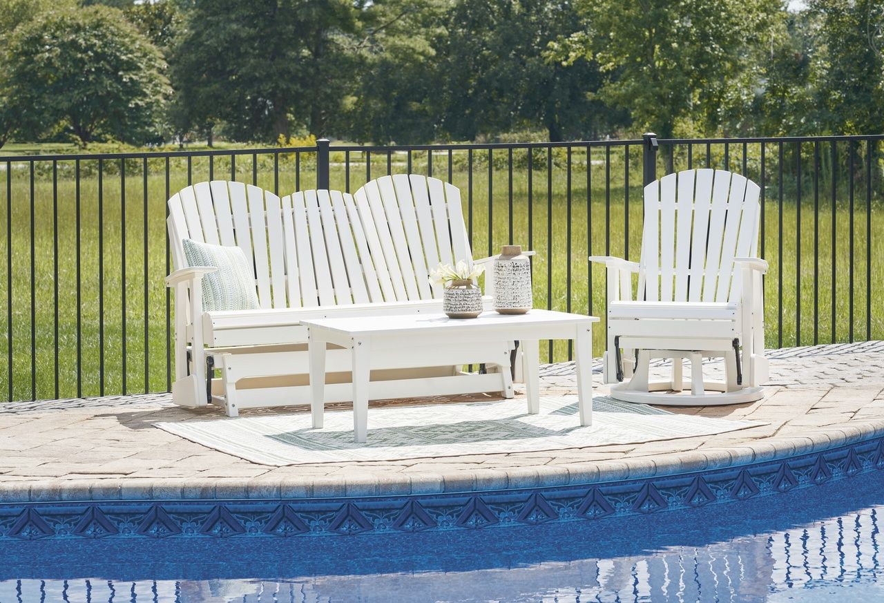 Hyland wave Outdoor Swivel Glider Chair In White P111820