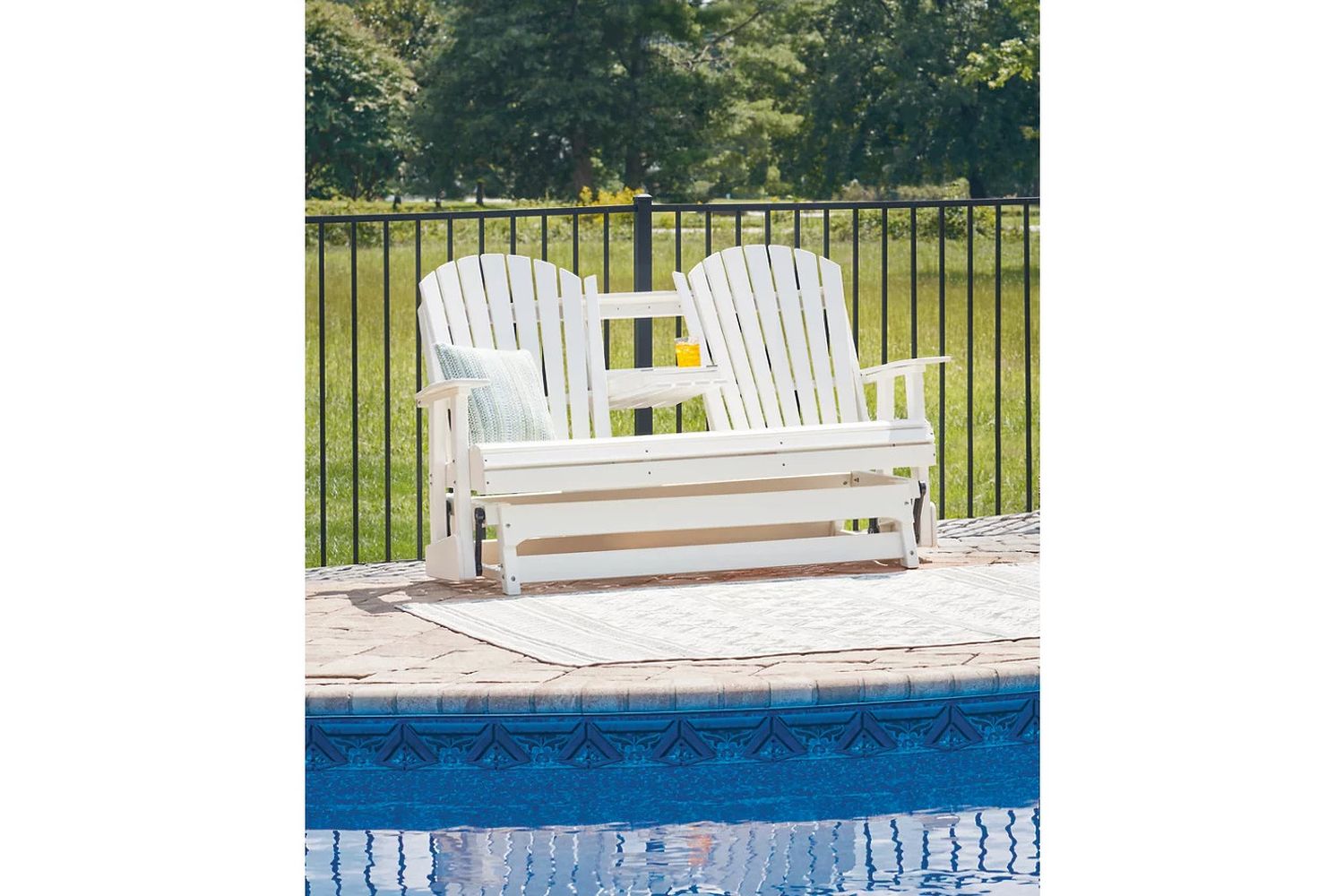 Hyland Wave Outdoor Glider Loveseat In White P111835