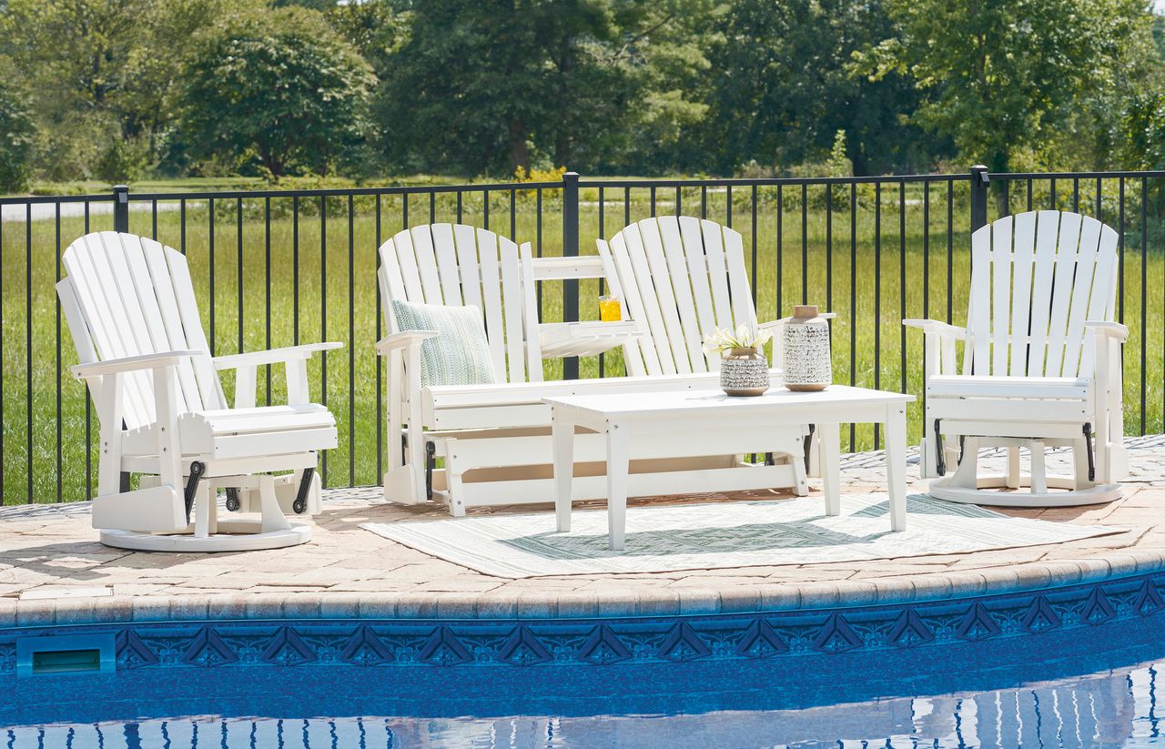 Hyland Wave Outdoor Glider Loveseat In White P111835
