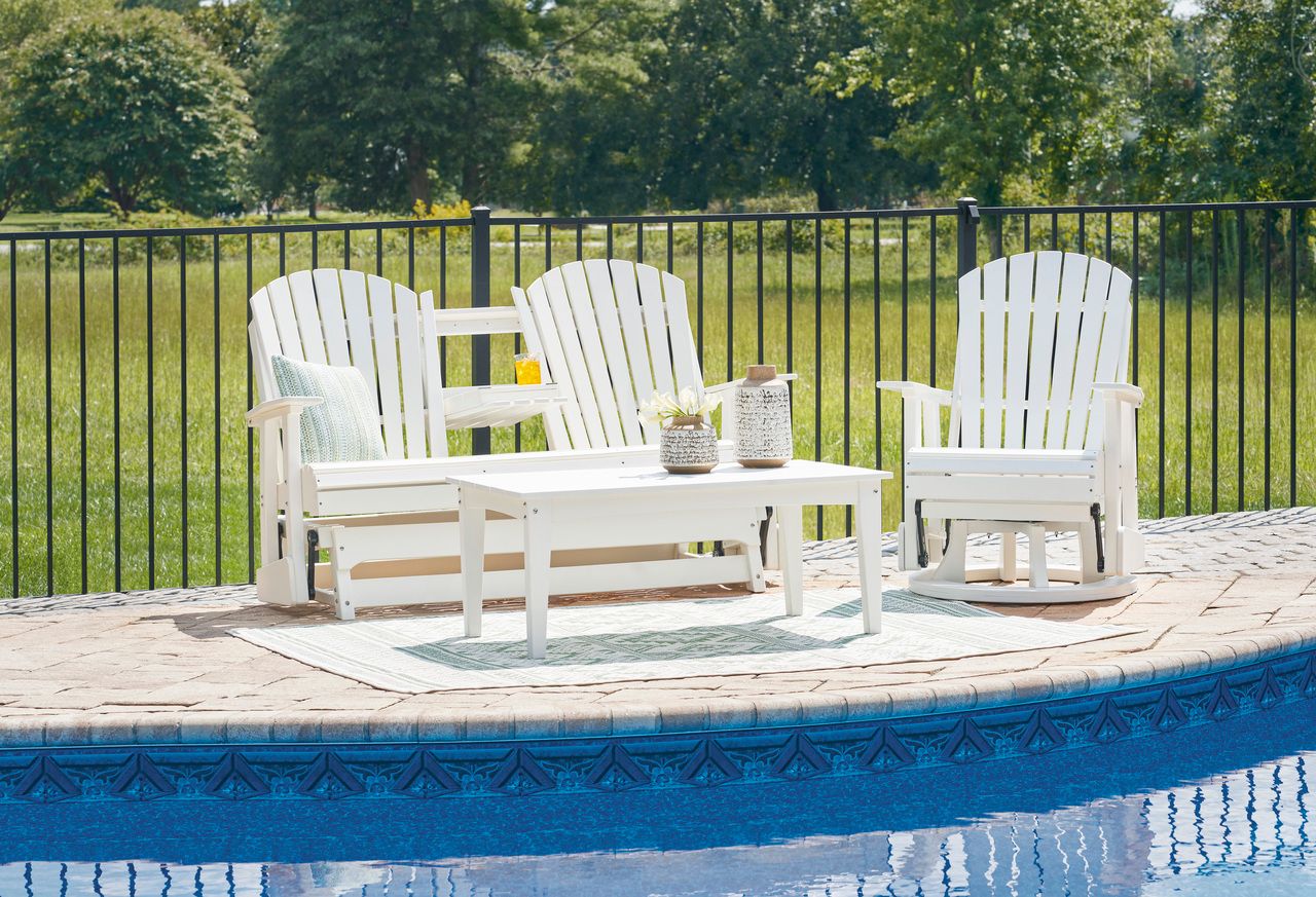 Hyland Wave Outdoor Glider Loveseat In White P111835