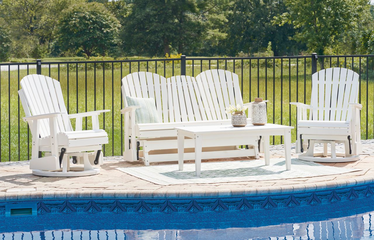 Hyland Wave Outdoor Glider Loveseat In White P111835