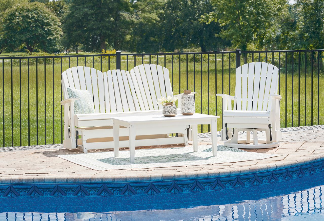 Hyland Wave Outdoor Glider Loveseat In White P111835